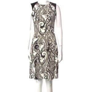 Etro Milano Paisley Black and White Sleeveless Jersey Midi Dress SZ IT 4…